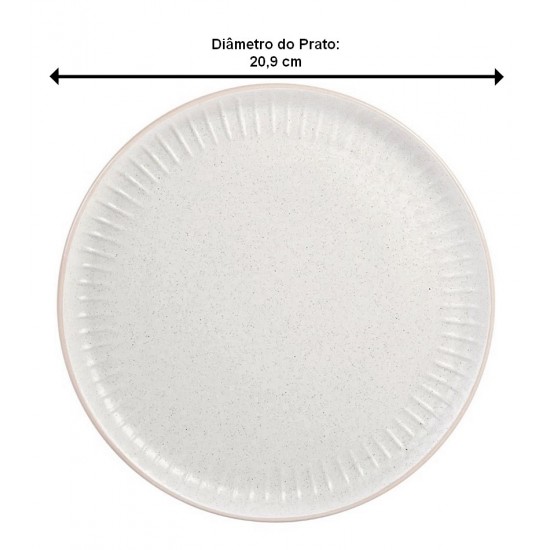 Prato 20,9cm Para Sobremesa Biseaute Em Ceramica Cor Branca L'Hermitage